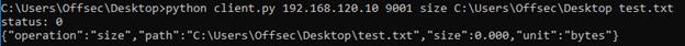 Simple size query from client